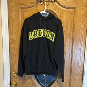 Oregon‎ Champion Eco Fleece Hoodie Black Yellow Graphic Medium Sweatshirt